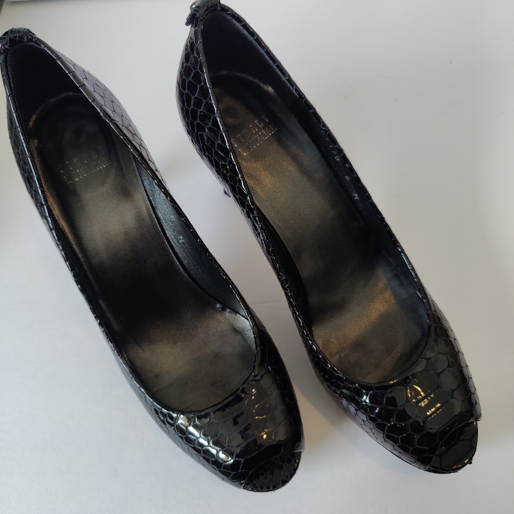 Stuart Weitzman patent leather peep toe heels - Picture 5 of 7